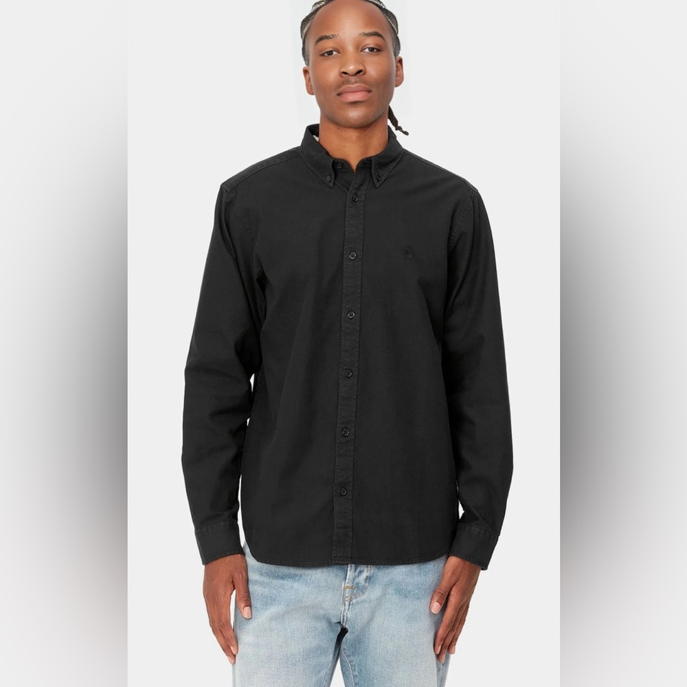 Carhartt WIP L/S Bolton — Black Button-Up Shirt — US XL (European XXL)